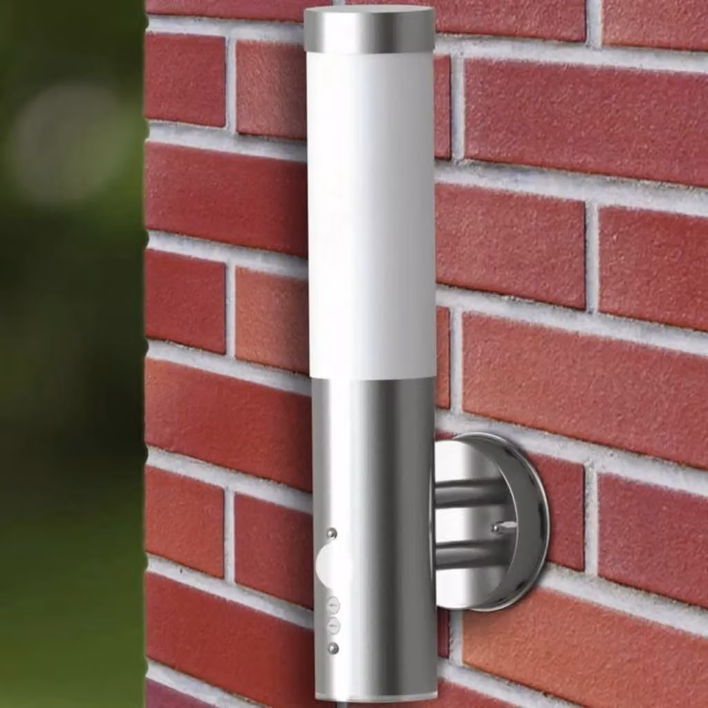 Berkfield Home Outdoor Wall Lamp with Motion Detector in Silver Stainless Steel – 4