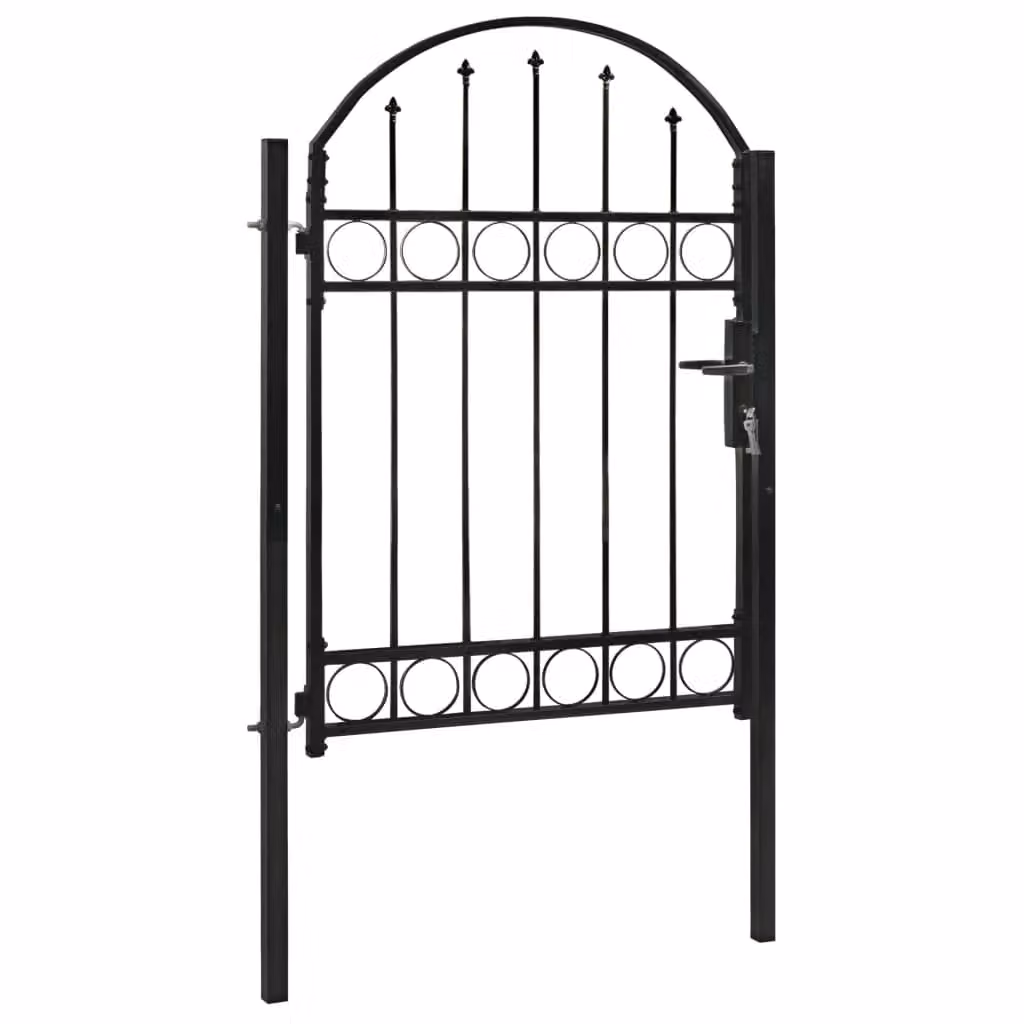 Berkfield Home Steel Arched Top Fence Gate, Black, W: 100 cm, H: 125 cm – 2