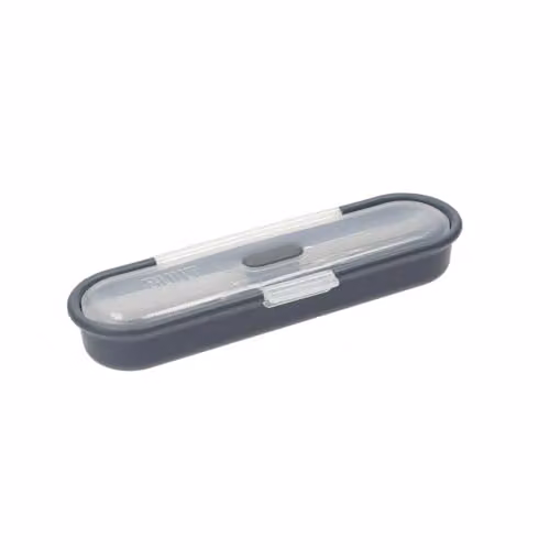 Built Silver Stainless Steel Travel Cutlery Set with Case, Spoon, Knife and Fork, W/D/H: 20 x 6 x 3 cm