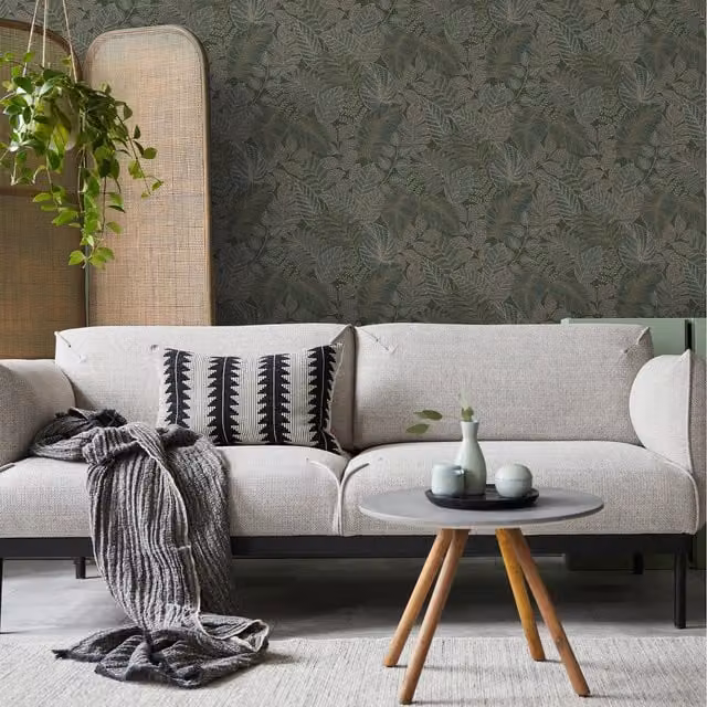 Superfresco Easy Scattered Leaves Floral Botanical Wallpaper in Forest Green