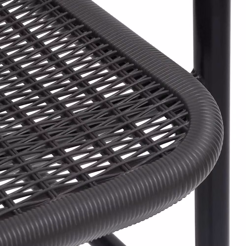 Berkfield Home Set of 8 Modern Garden Chairs in Black Plastic Rattan and Steel – 6