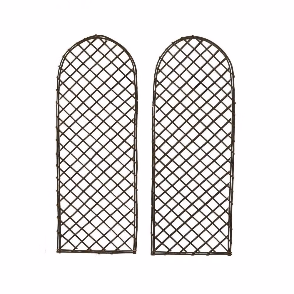 Oypla Set of 2 Brown Woven Willow Climbing Trellis Screens – 2