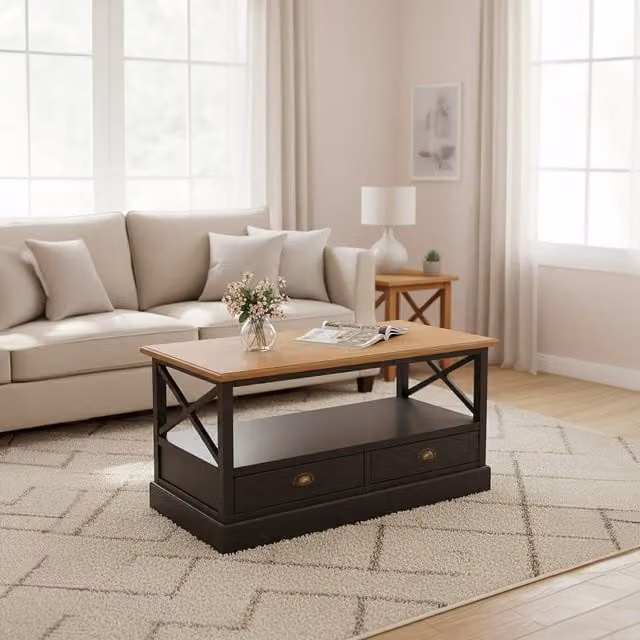 Interiors by Premier Orsina Rectangular Coffee Table in Black Lacquered Wood – 1