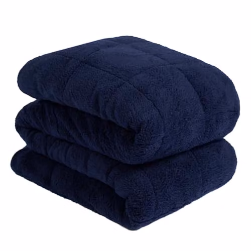 OHS Teddy Fleece Sensory Sleep Therapy Weighted Blanket, Blue, W: 150 cm, D: 200 cm, 8kg – 6