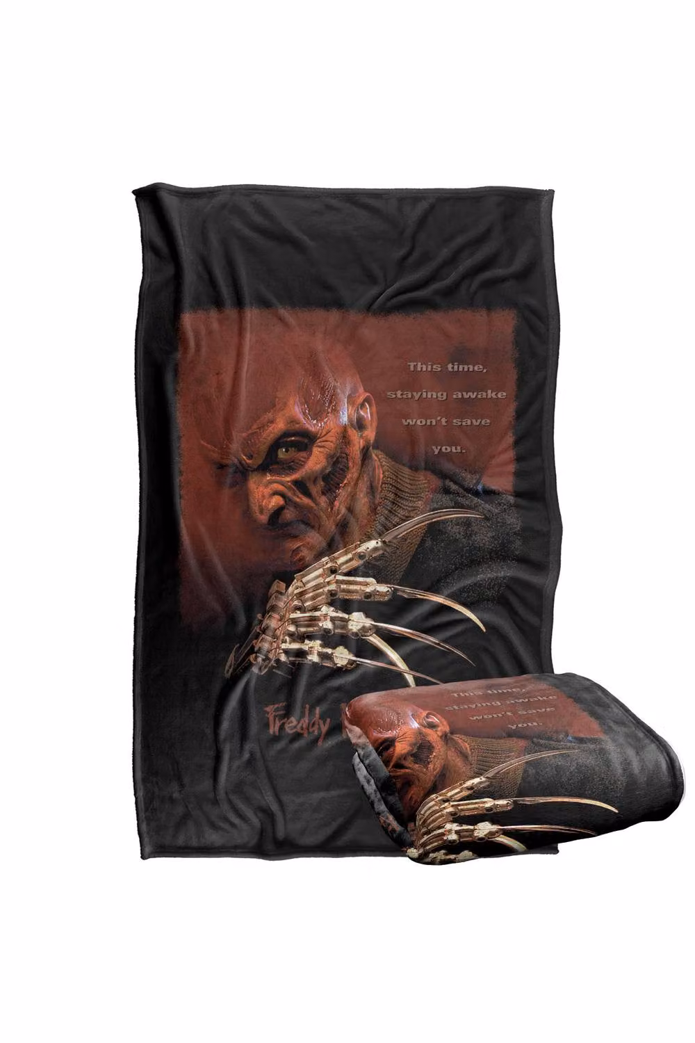 Warner Bros. A Nightmare On Elm Street Freddy Krueger Large Face Silky Touch Fluffy Polyester Blanket in Black and Multicolour – 2