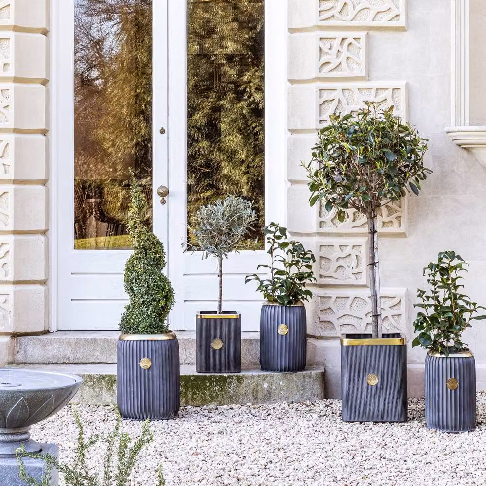 Ivyline Kew Round Antique Lead Richmond Small Planter, Grey, Diameter: 26 cm – 2