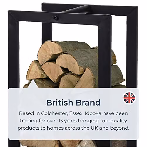 idooka Industrial Metal Log Storage Rack in Black, Height: 59 cm – 4