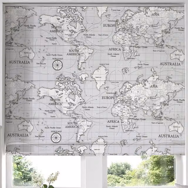 Terrys Grey Graphic Blackout Made to Measure Roman Blind for Children