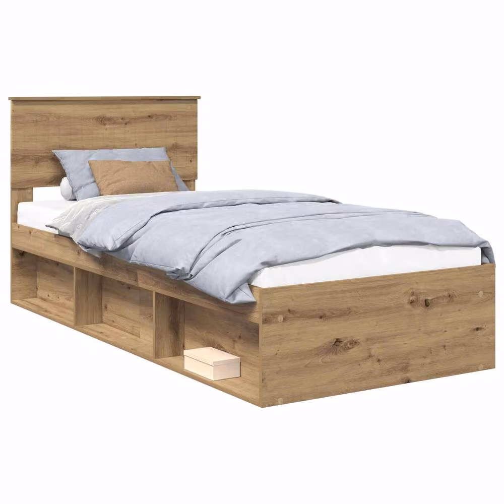 Berkfield Home Artisan Oak Bed Frame in Brown, W/D/H: 90 x 190 cm – 2
