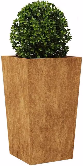 Berkfield Home Durable Corten Steel Garden Planter Tub in Brown, W/D/H: 45 x 45 x 75 cm