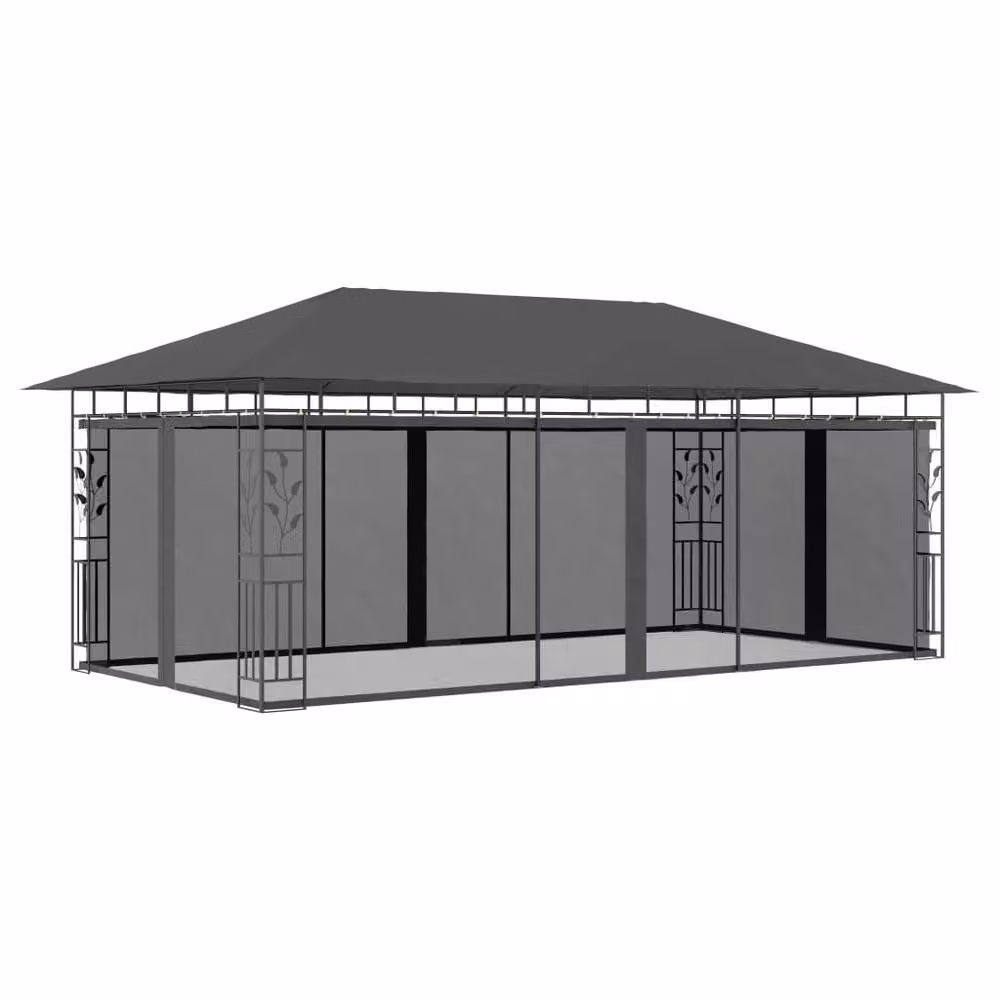 Berkfield Home Gazebo with Mosquito Net, Anthracite, W: 600 cm, D: 300 cm, H: 273 cm – 2