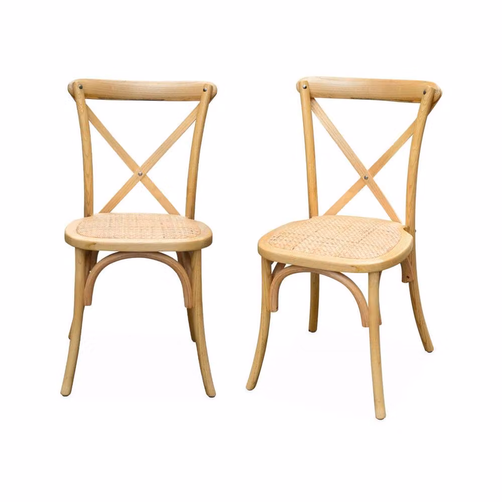 sweeek Set of 2 Vintage Wooden Bistro Chairs in Beige – 2