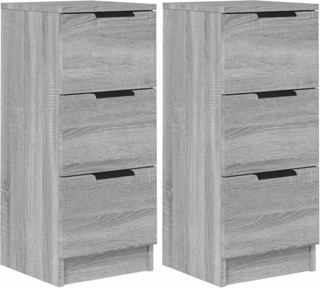 Berkfield Home Set of 2 Grey Sonoma Sideboards in Engineered Wood, W/D/H: 30 x 30 x 70 cm