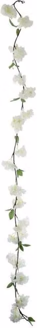 KDMD Essential White Blossom Garland 2 Pack with White and Green Paper Flowers and Leaves
