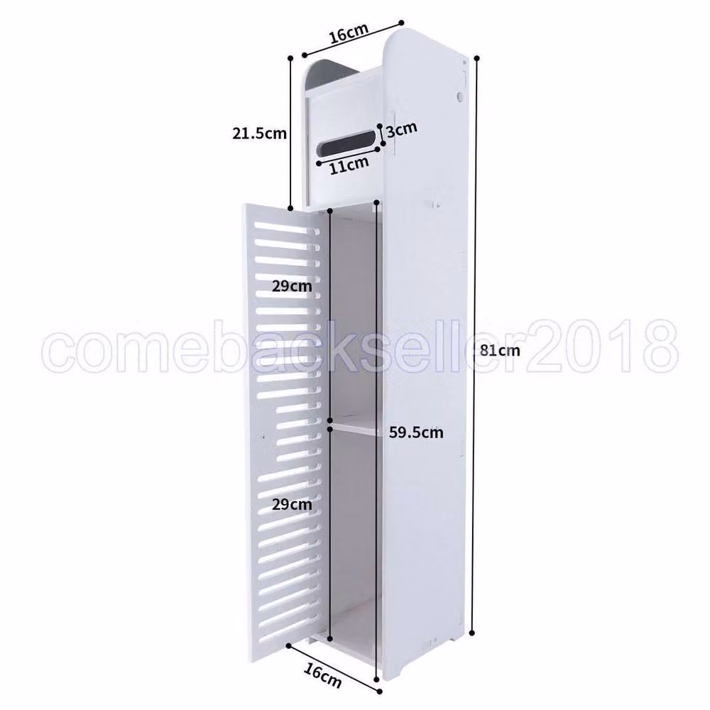 EONLION White Freestanding Bathroom and Bedroom Storage Cabinet with Hinged Doors and Internal Shelves – 2