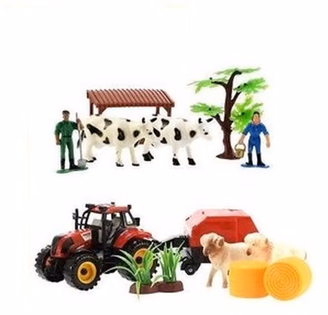 UMKYTOYS Harvesting Farm Set with Tractor, Multicolour