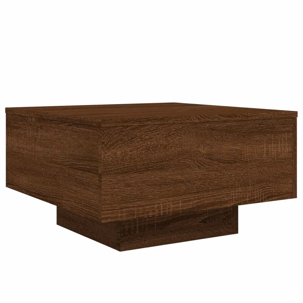 Berkfield Home Modern Square Coffee Table with LED Lights in Brown Oak, W/D/H: 55 x 55 x 31 cm – 3