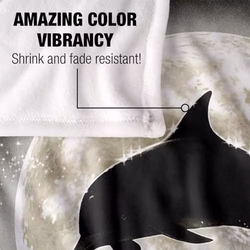 JQ Licensing Royce Mcclure Dolphin Moon Silhouette Super Soft Fleece Throw Blanket in White, W/D/H: 152 x 127 cm – 3
