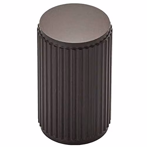 Loops Lined Cylindrical Cupboard Door Knob in Matt Black, 18mm Diameter – 1