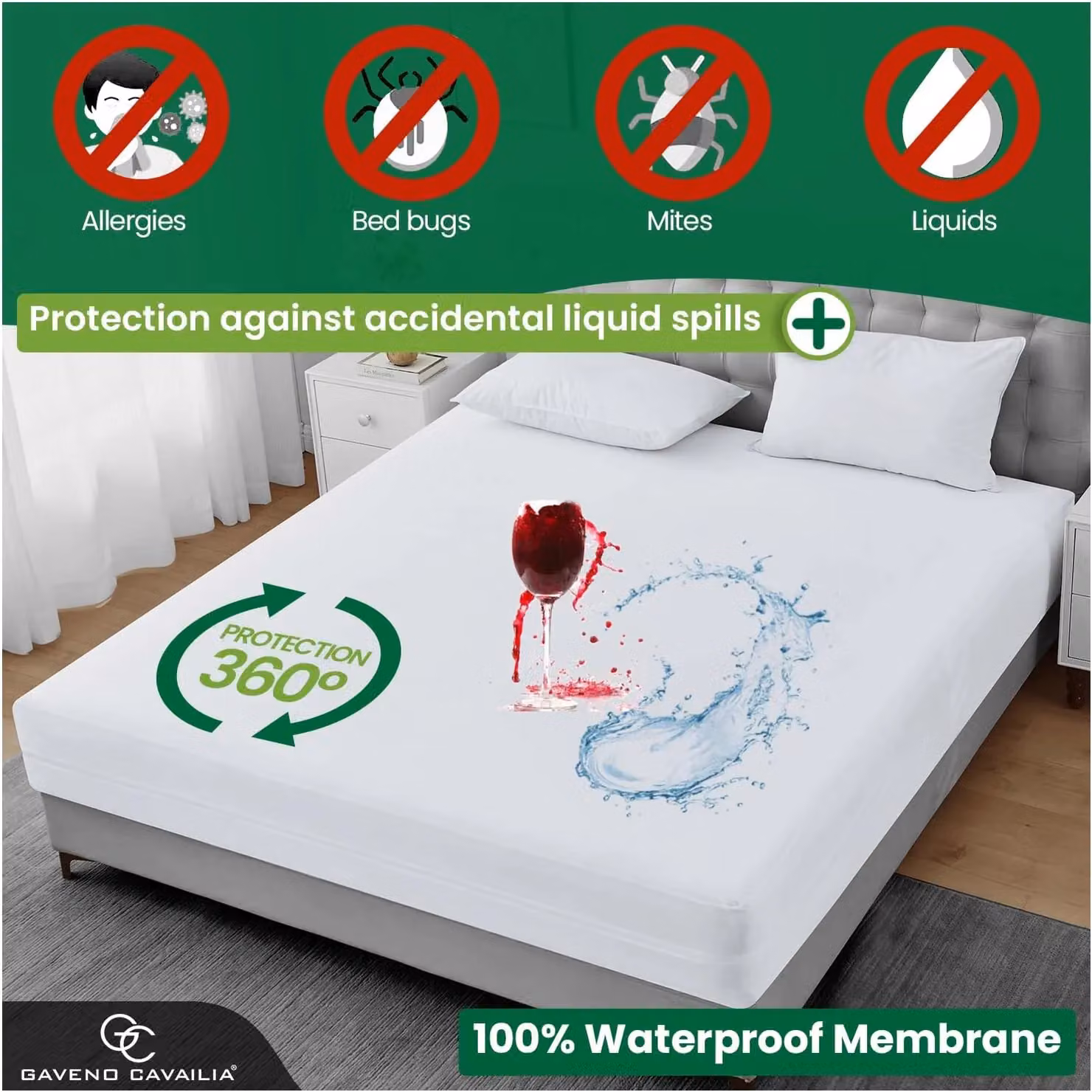 Gaveno Cavailia Waterproof Mattress Encasement Protector in White, Super King, W/D/H: 200 x 200 cm – 4