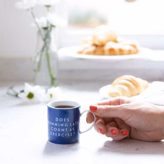 Kitchencraft Set of 6 Running Late Blue Porcelain Espresso Cups