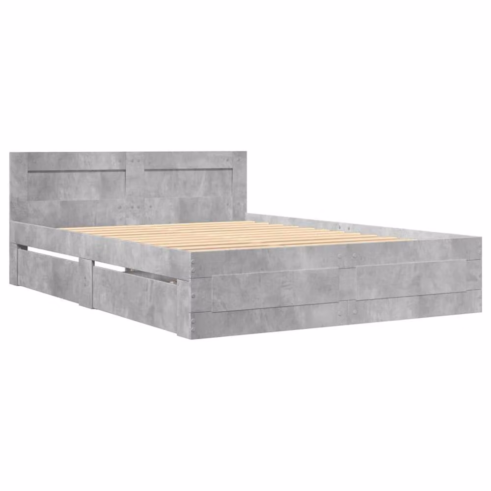 Berkfield Home Bed Frame with Headboard and Drawers in Concrete Grey, W/D/H: 140 x 200 cm – 3