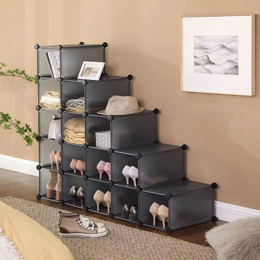 Kelvenix 16-Cube Grey Storage Unit and Shoe Rack – 3