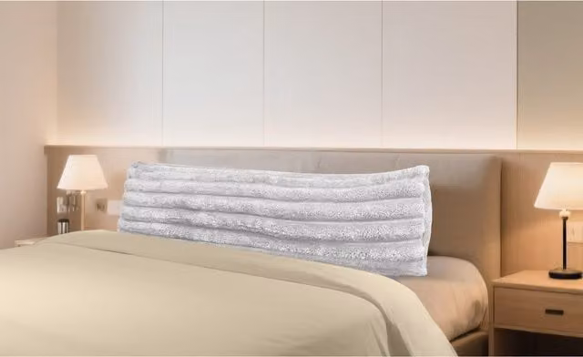 Velosso Plush Supersoft Jumbo Cord Ribbed Rectangular Body Support Bolster Pillow in White