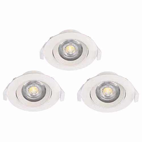Loops 3 Pack White Plastic Adjustable Recessed LED Ceiling Downlights