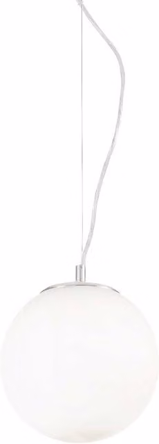 Ideal Lux Mapa Bianco Single Globe Ceiling Pendant Light in White and Chrome, Diameter: 20 cm