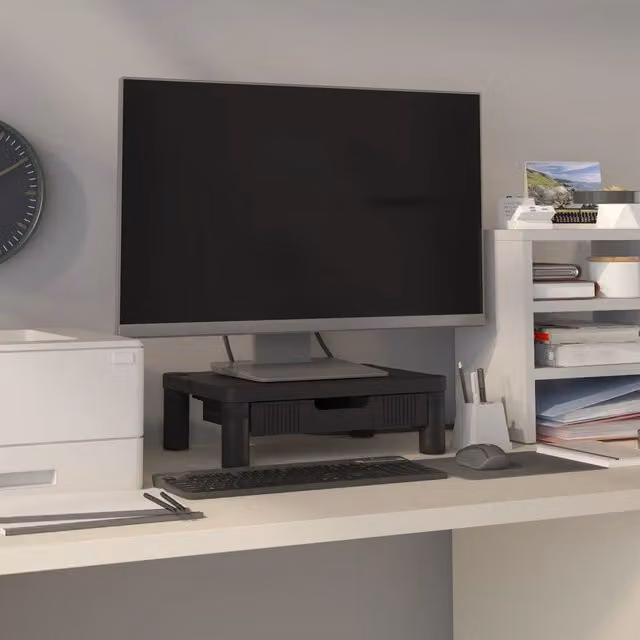 Berkfield Home Monitor Stand in Black, W: 43 cm, D: 30.5 cm, H: 13 cm – 1