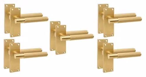 Golden Grace Victorian T-Bar Door Handle Set in Gold and Brass, 5 Pairs