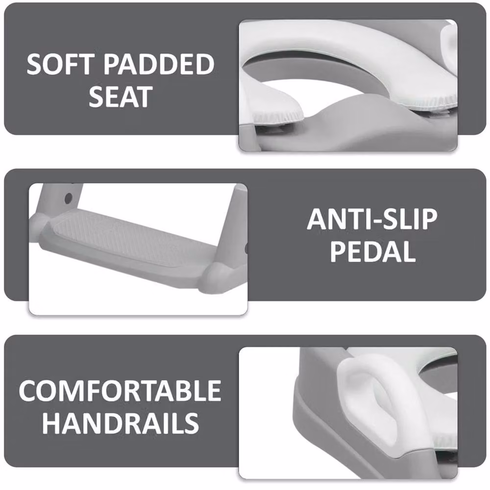 VOGREX Foldable Toilet Training Seat with Convertible Steps in Grey – 2