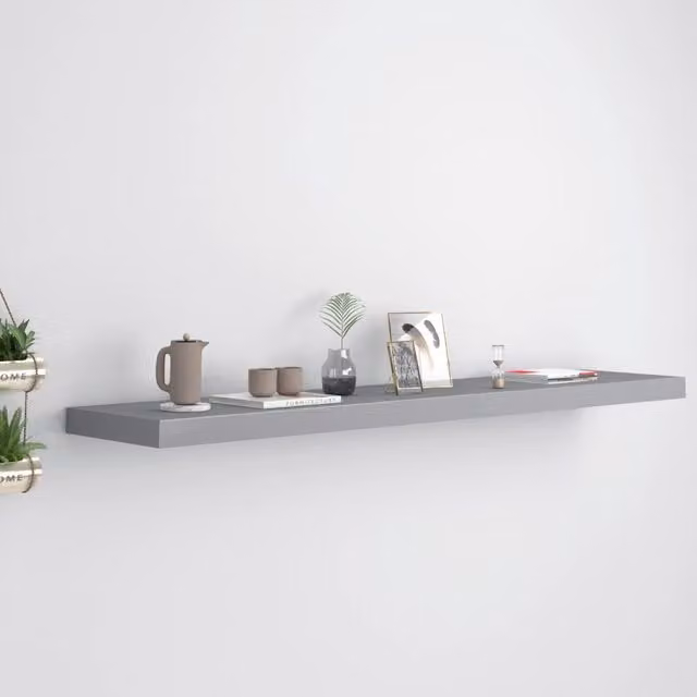 Berkfield Home Grey Floating Wall Shelf, W/D/H: 120 x 23.5 x 3.8 cm