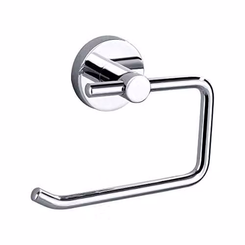 Nes Home Wall Mounted Square Toilet Roll Holder in Silver Brass