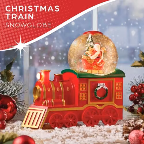 The Christmas Workshop Light-Up Christmas Train Snow Globe with Swirling Glitter and Warm White LED Glow, H: 21.0 cm, W: 18.5 cm, D: 10.5 cm – 2