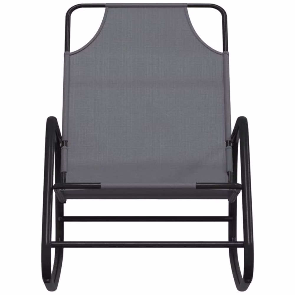 Berkfield Home Set of 2 Grey Rocking Sun Loungers with Powder Coated Steel and Textilene Fabric – 4
