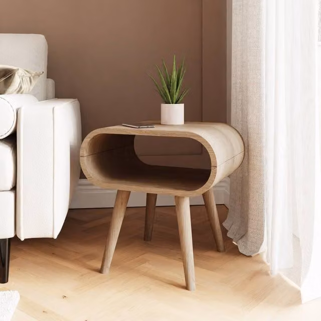 GFW Vionna Curved Side Table in Light Oak