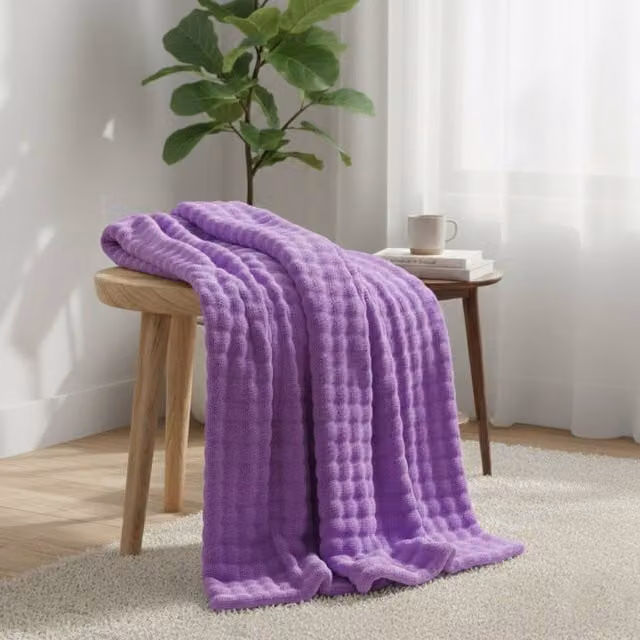 Snug City Rabbit Faux Fur Throw Blanket in Purple, W/D/H: 150 x 200 cm – 1