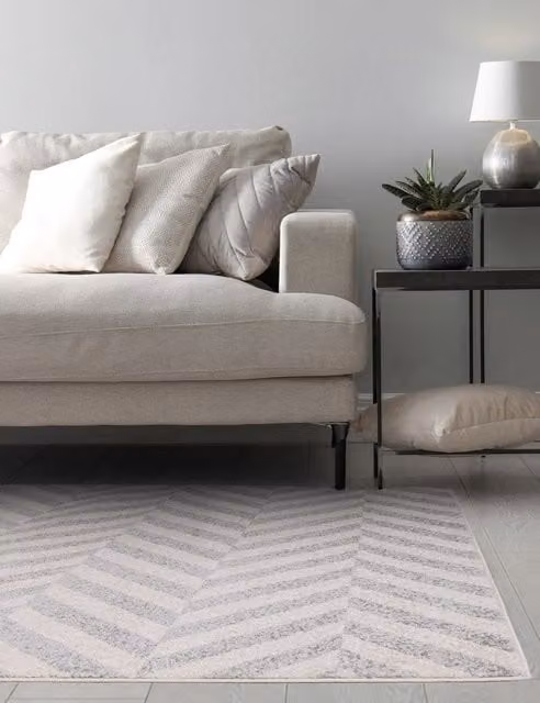 Asiatic Muse Grey Geometric Chevron Modern Rectangular Polypropylene Rug