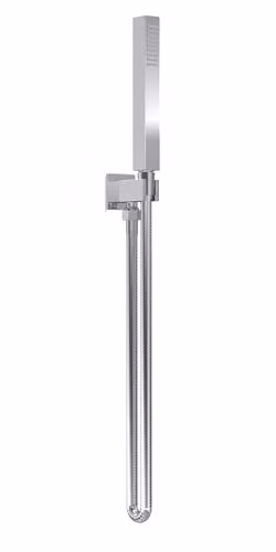 Hudson Reed A3264 Modern Bathroom Square Outlet Hand Held Shower Kit with Parking Bracket and Flex, Chrome, Length: 126.5 cm, Diameter: 3 cm