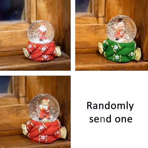 Shatchi Christmas Mini Snowglobe Water Ball with Santa, Reindeer and Snowman Scene in Red – 3
