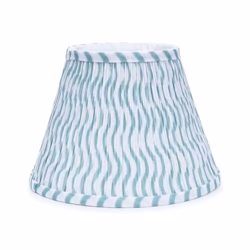 ValueLights Riza Green Fabric Pleated Tapered Easy Fit Small Lampshade with LED Bulb, Shade Width: 27.5 cm