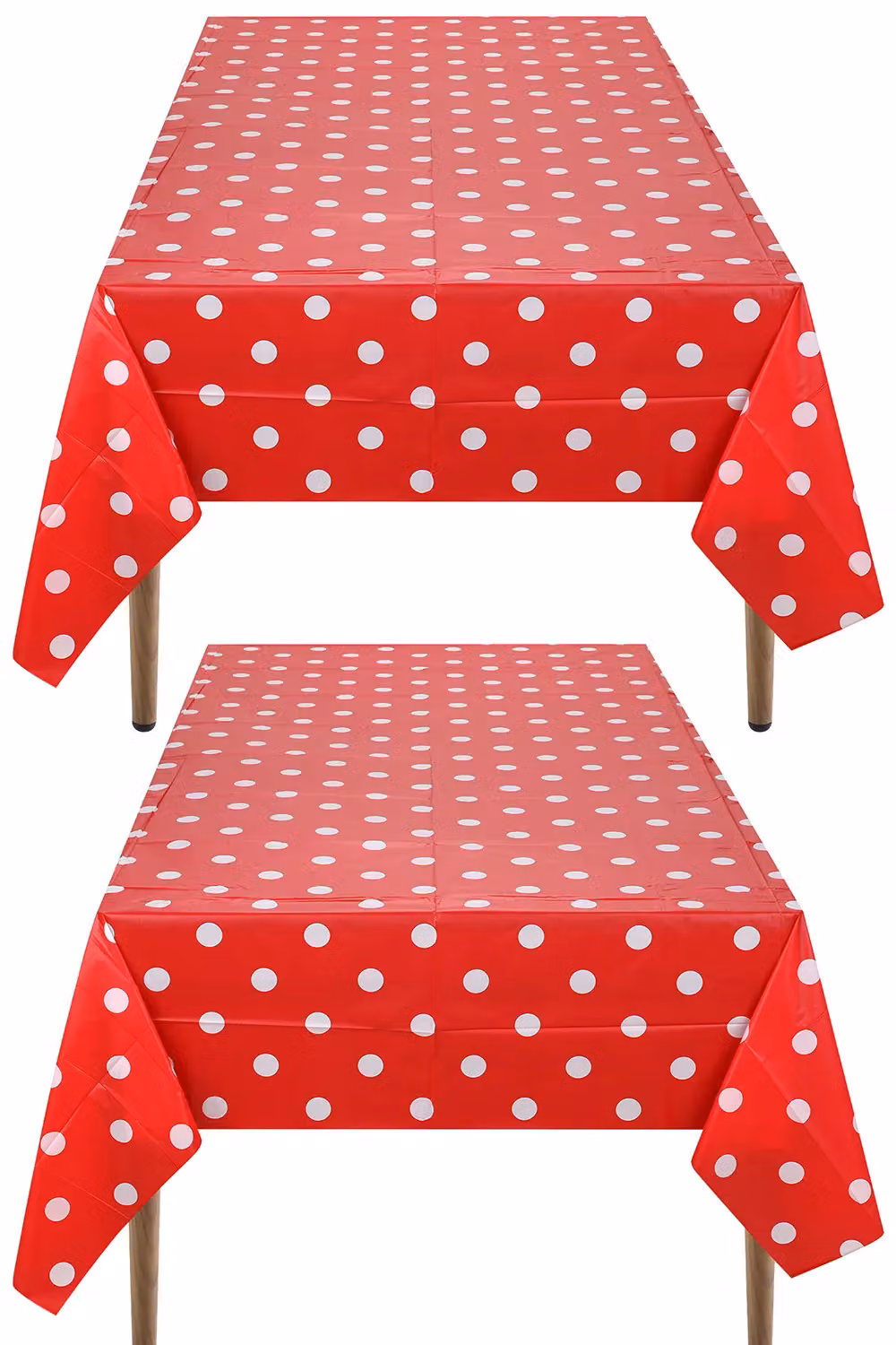 Neel Blue Red Polka Dot PVC Rectangular Tablecloth, W: 137 cm, L: 274 cm – 6