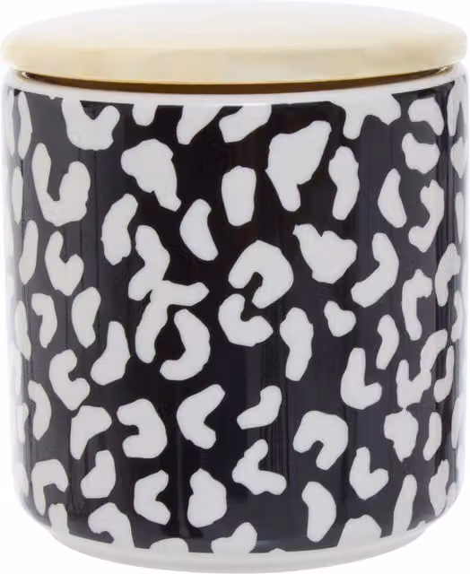 Orsina Handcrafted Stoneware Medium Airtight Canister with Gold Reflective Detail and Silicone Seal Lid in Black, White and Gold