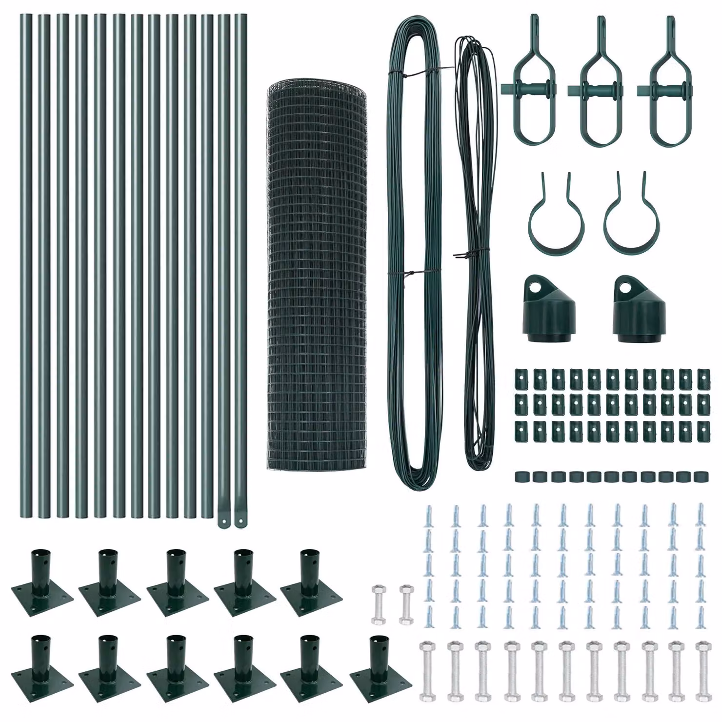 Berkfield Home Green Steel Welded Wire Fence with 13 Flanged Posts, W: 0.4 m, L: 25 m – 4