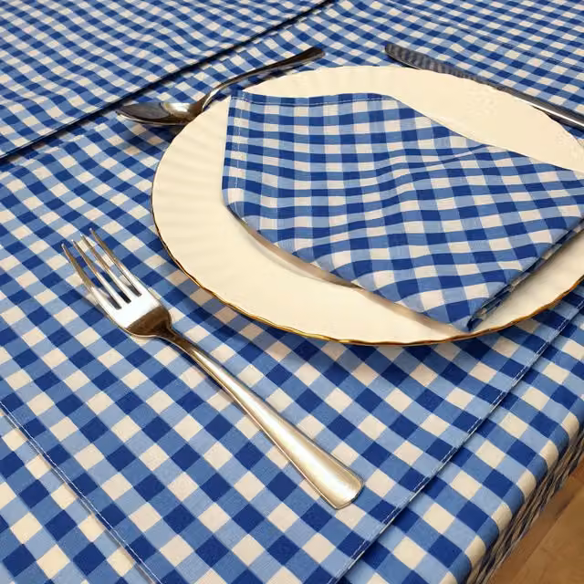 Kitchenwise Blue Checked Gingham Table Napkins in Bluebell