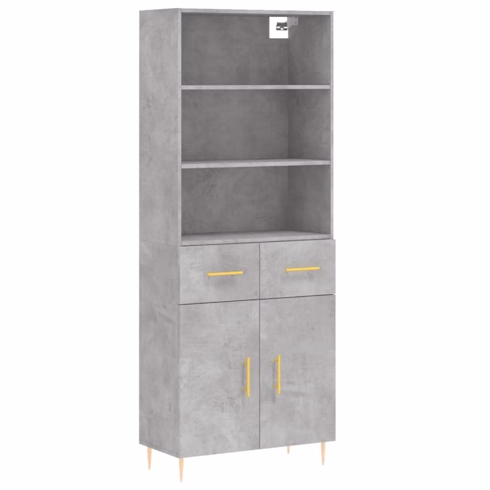 Berkfield Home Highboard in Concrete Grey, W/D/H: 69.5 x 34 x 180 cm – 3