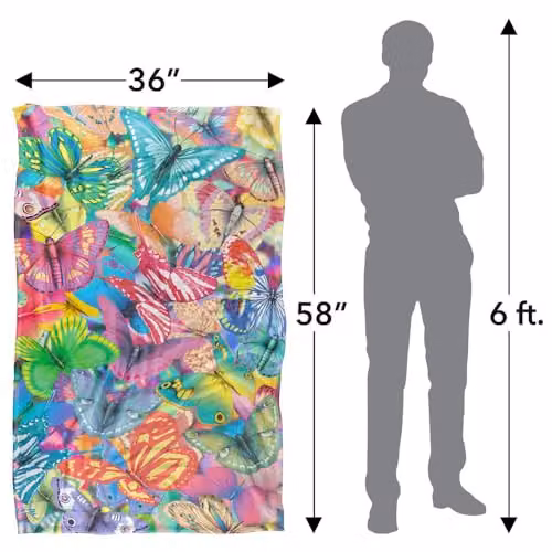 JQ Licensing Royce Mcclure Butterfly Magic Floral Pattern Super Soft Fleece Throw Blanket, Multicolour, W/D/H: 91 x 147 cm – 2