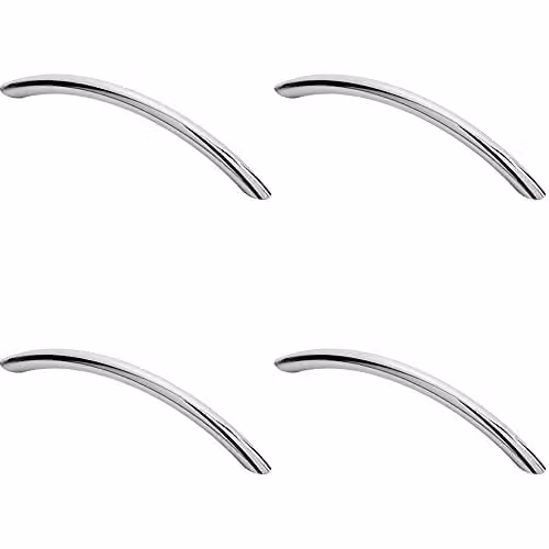 Loops 4 Pack Curved Bow Cabinet Pull Handles in Chrome, 153 x 10 mm with 128 mm Fixing Centres